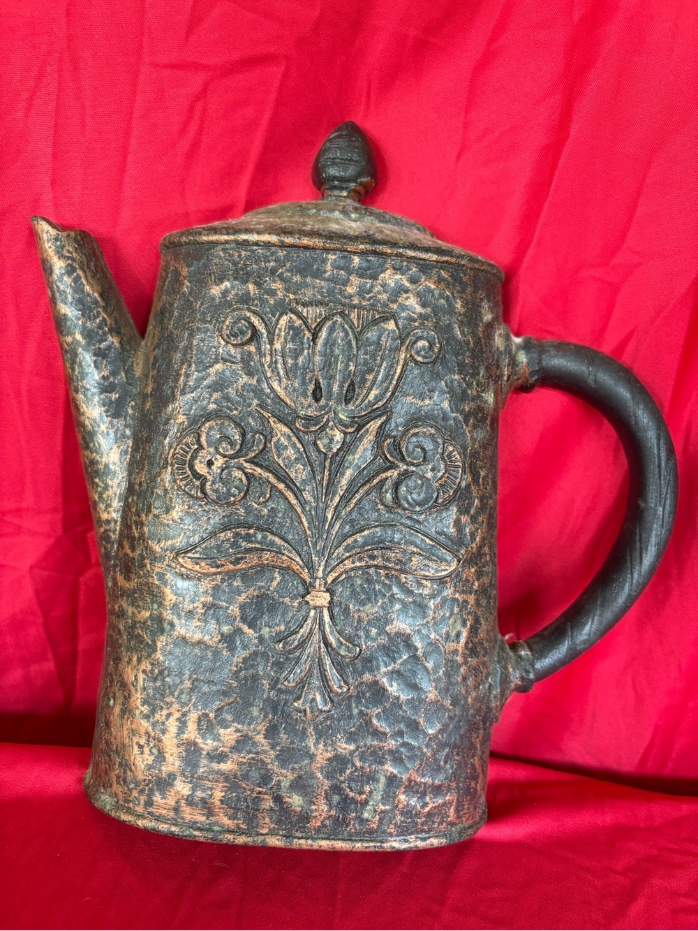 Handcrafted Black and Gold Decorative Teapot Sculpture - Home Art